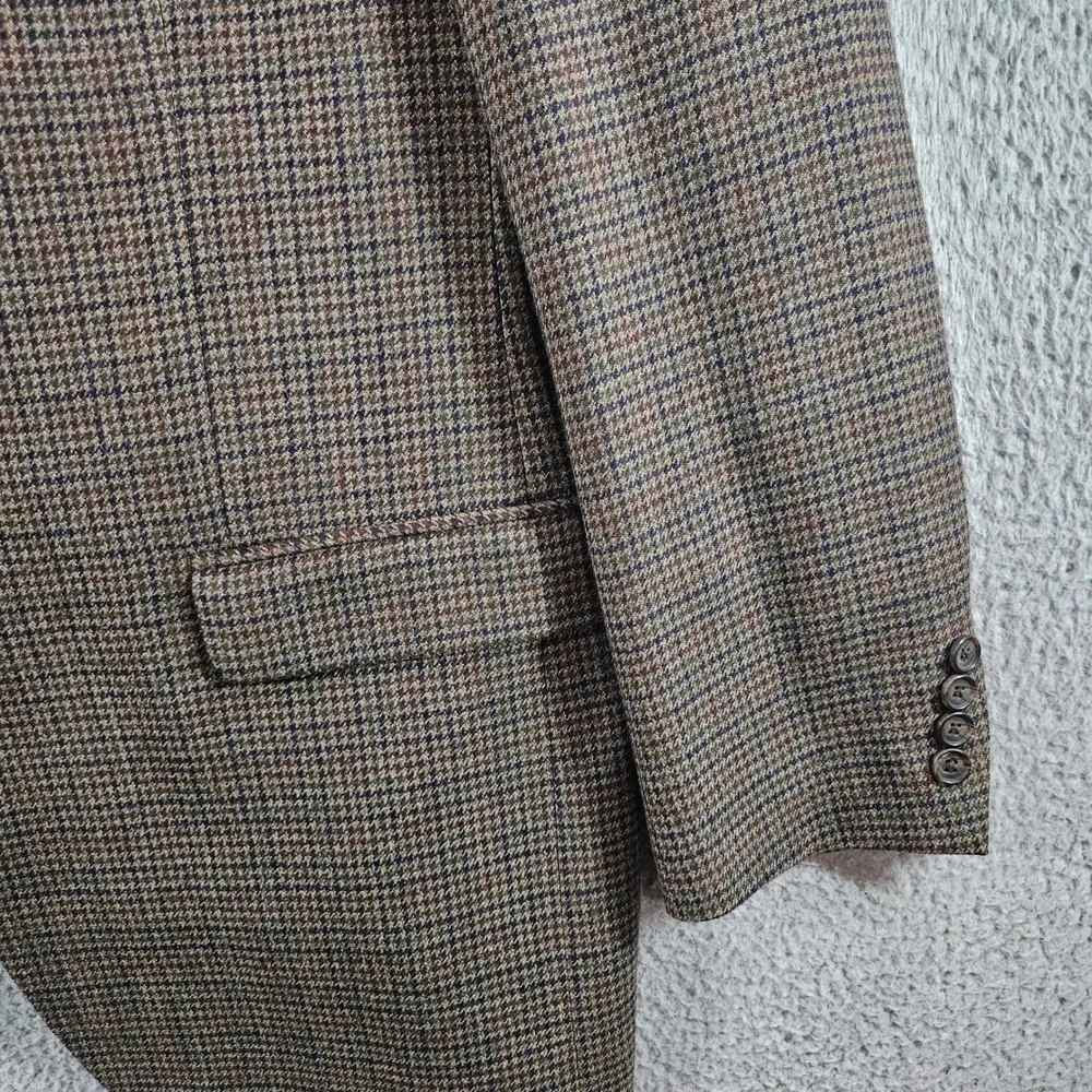 Lauren Ralph Lauren Mens 44L Wool Houndstooth‎ Sport Coat Blazer Brown